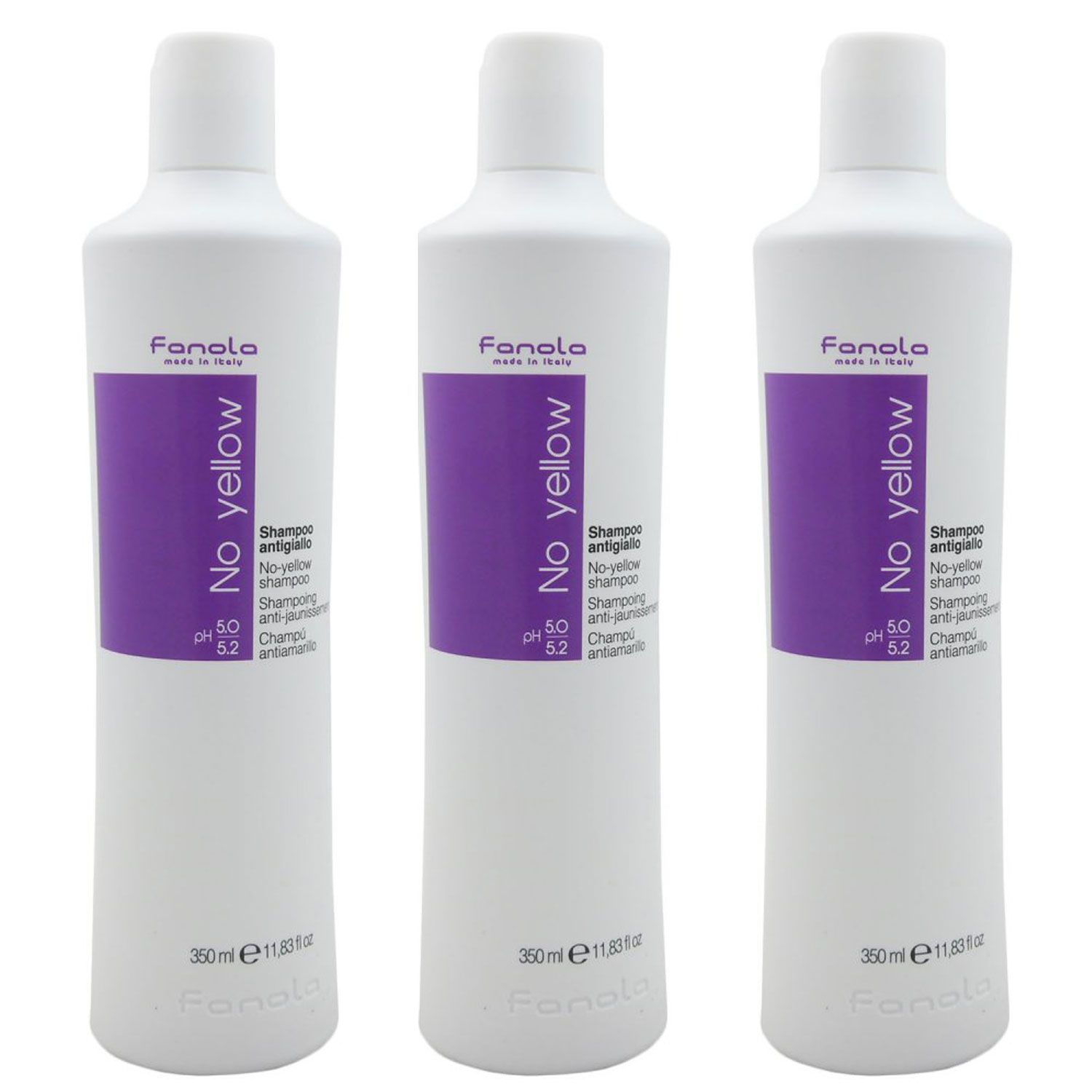 Fanola No Yellow 3 x 350 ml Shampoo für Blondes Haar Se