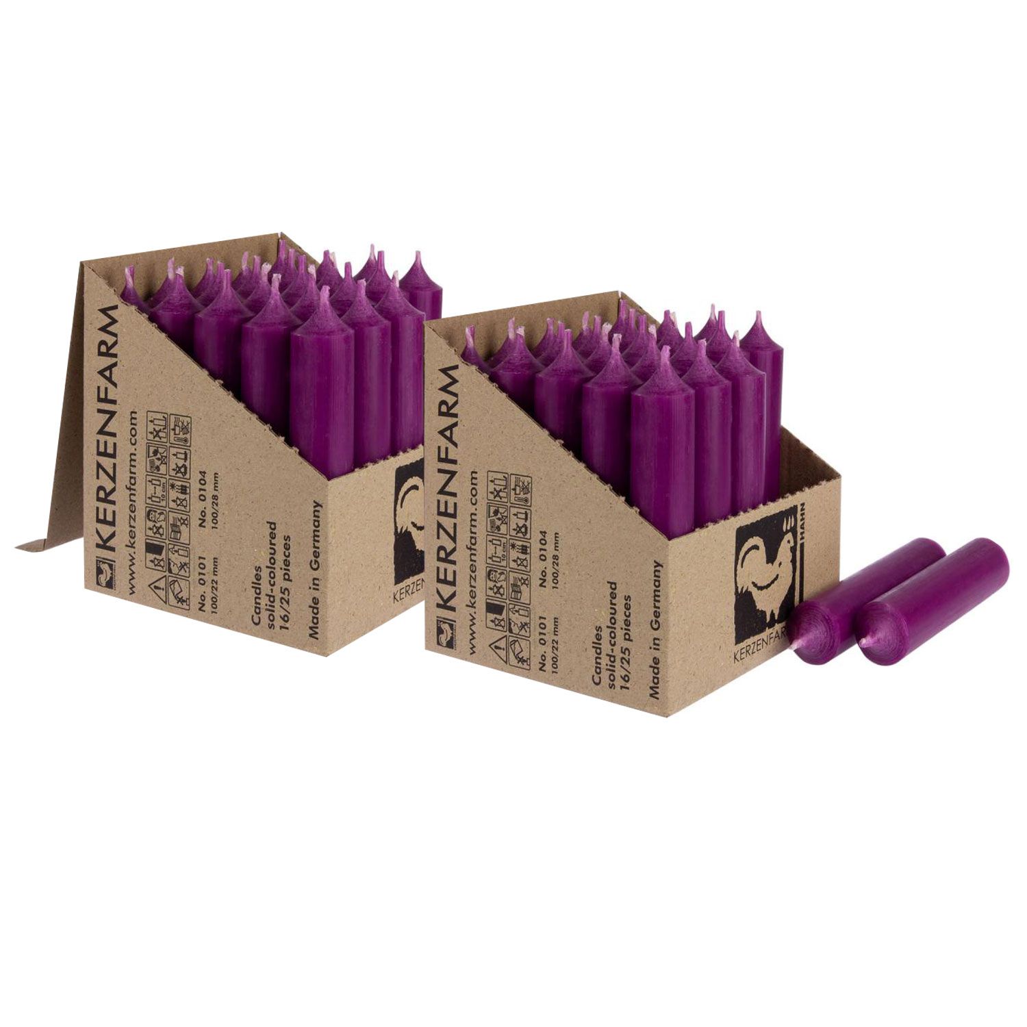 2 X 25 Stabkerzen Aubergine 100 X 22 Mm Kerzenfarm Kerzen Set Bei Riemax